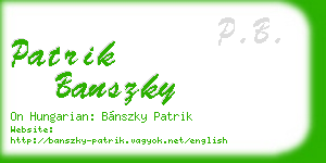 patrik banszky business card
